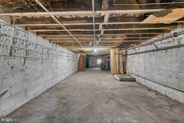 view of unfinished basement