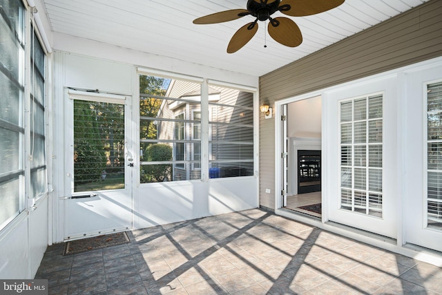 view of unfurnished sunroom