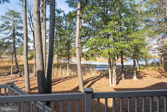 view of yard with a water view