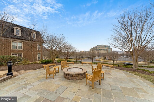 514 Overlook Park Dr Unit 34, National Harbor, MD 20745 - view of patio / terrace featuring a fire pit