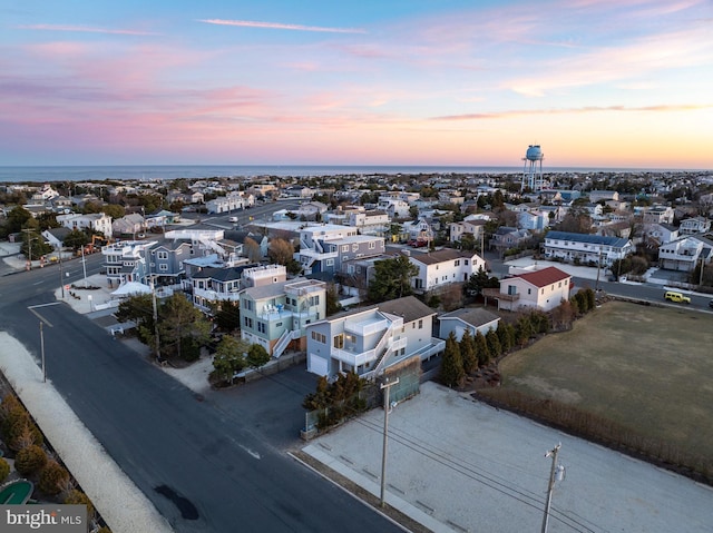 view of aerial view at dusk