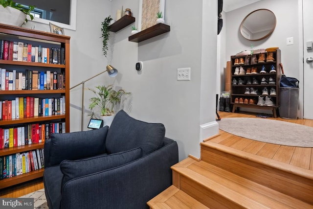 sitting room with wood finished floors