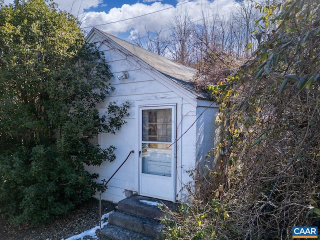 view of outdoor structure featuring entry steps