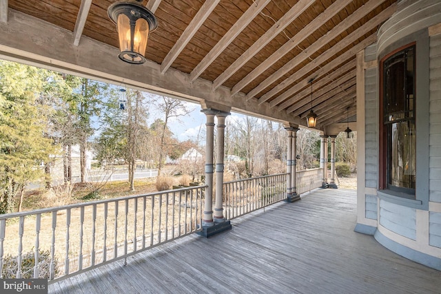 wooden terrace with covered porch