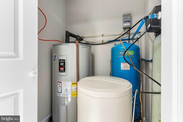 utility room featuring electric water heater