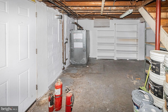 view of unfinished basement