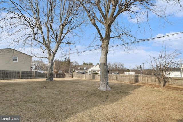 view of yard featuring a fenced backyard