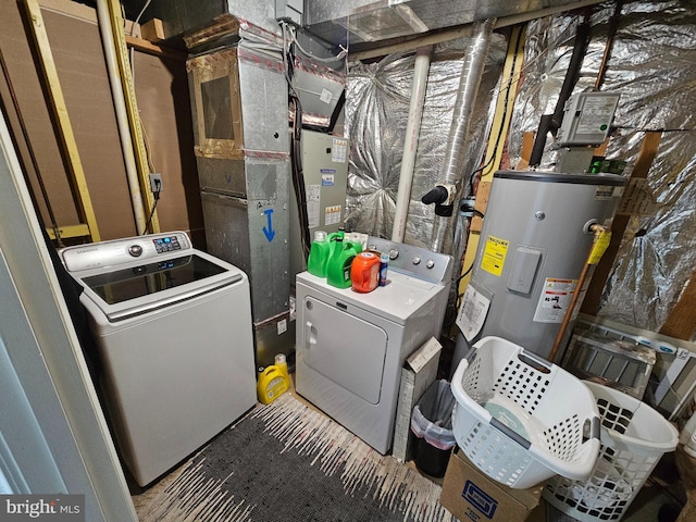 utilities featuring separate washer and dryer and electric water heater