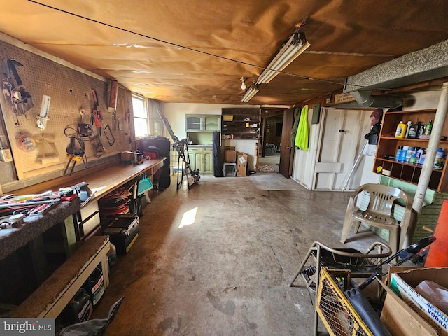 interior space with a workshop area