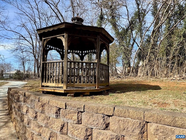 exterior space featuring a gazebo