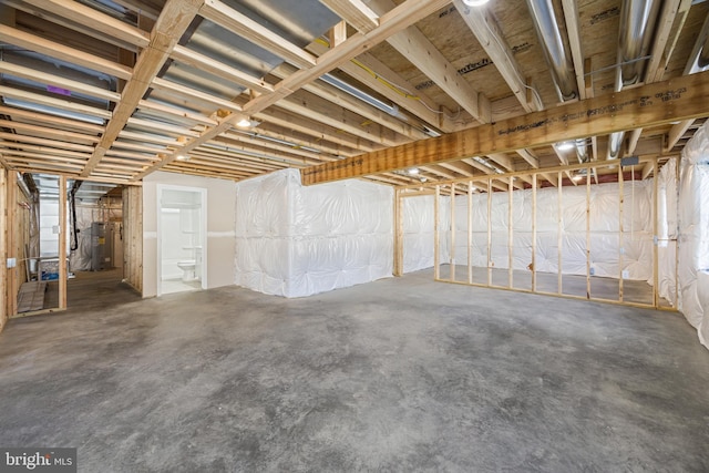 view of unfinished basement