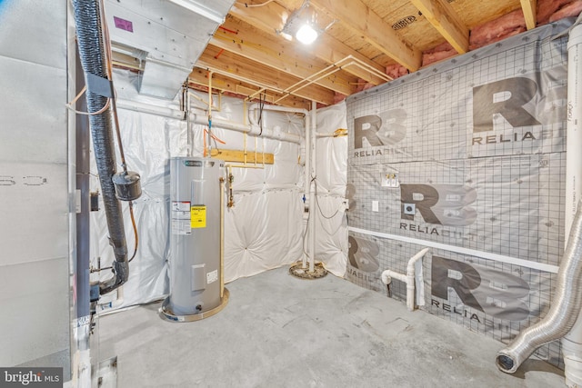 utility room featuring water heater