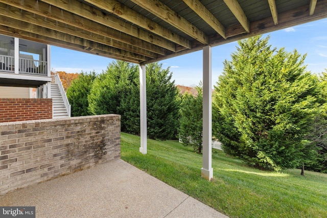 view of patio featuring stairs