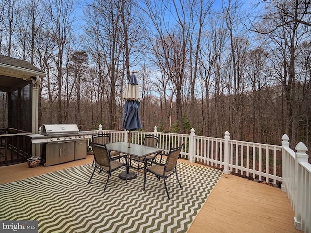 3110 Blackberry Ln, Prince Frederick, MD 20678 - view of patio with a wooded view, grilling area, a deck, and outdoor dining area