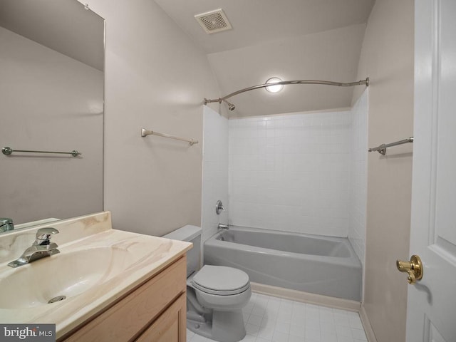 3110 Blackberry Ln, Prince Frederick, MD 20678 - bathroom featuring toilet, vanity, shower / tub combination, and visible vents