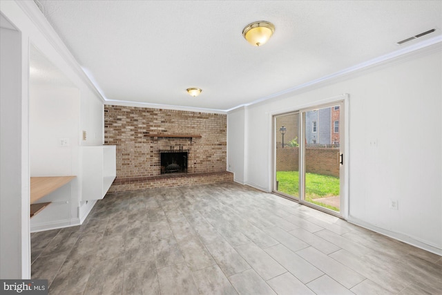 7349 Eldorado Ct, Mclean, VA 22102 - unfurnished living room featuring ornamental molding, a fireplace, and baseboards