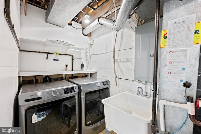 7349 Eldorado Ct, Mclean, VA 22102 - laundry room with separate washer and dryer, electric panel, and water heater