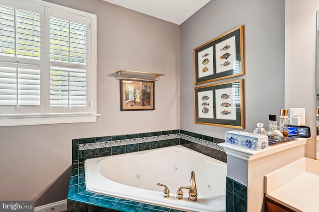 full bath with a tub with jets