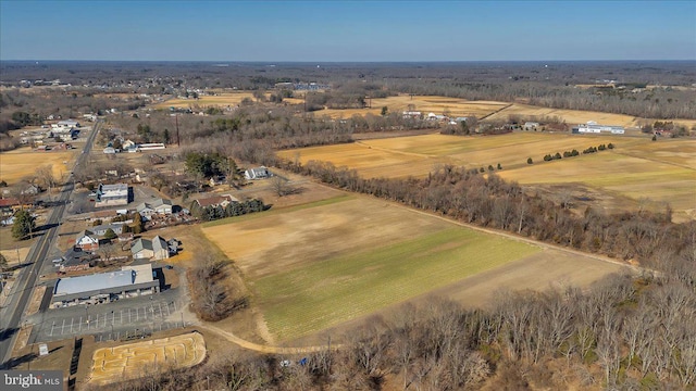 birds eye view of property featuring a rural view