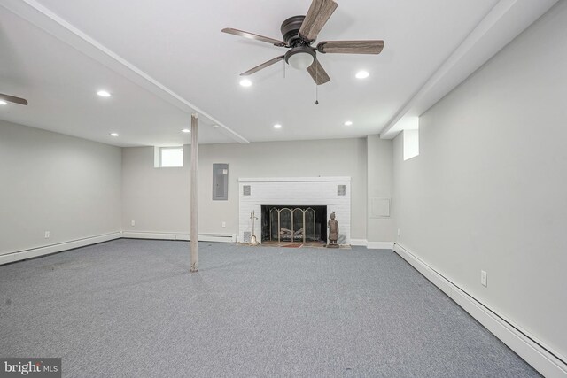 508 Garden Way, Mount Laurel, NJ 08054 - basement featuring recessed lighting, electric panel, baseboard heating, and ceiling fan
