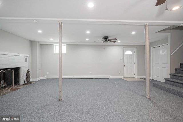 508 Garden Way, Mount Laurel, NJ 08054 - below grade area with carpet, stairway, recessed lighting, and ceiling fan