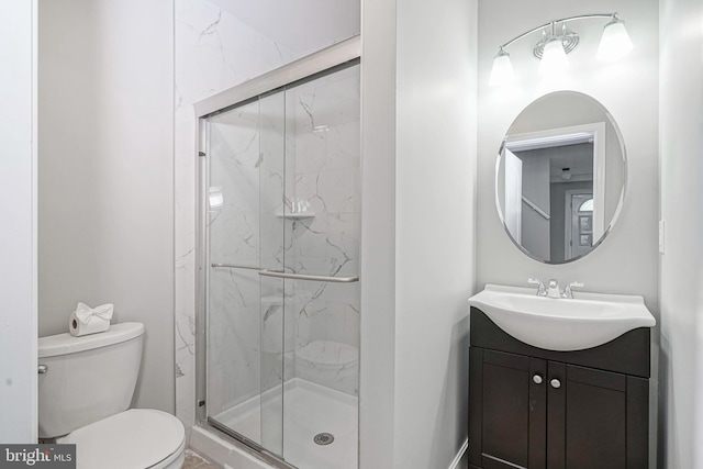 508 Garden Way, Mount Laurel, NJ 08054 - bathroom featuring a marble finish shower, vanity, and toilet