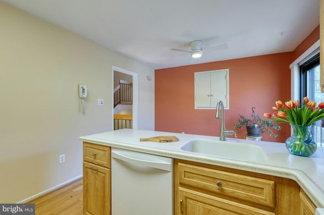 kitchen with dishwasher, light countertops, and a sink