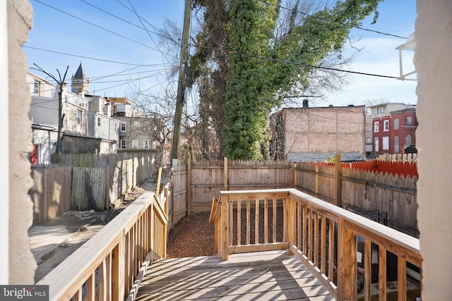 deck featuring a fenced backyard