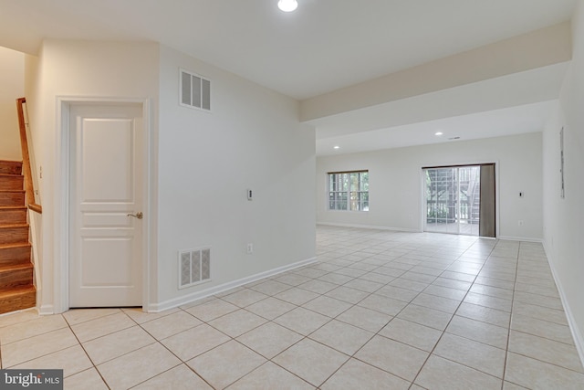 16309 Sandy Ridge Ct, Woodbridge, VA 22191 - spare room with light tile patterned flooring, stairway, recessed lighting, and baseboards