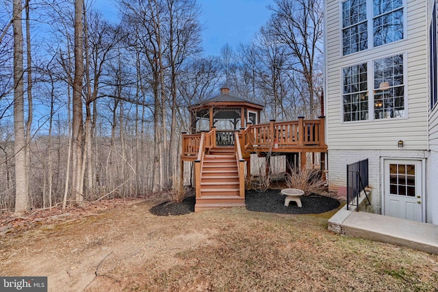 exterior space with a gazebo and stairs