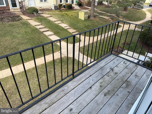 balcony with cooling unit and entry steps