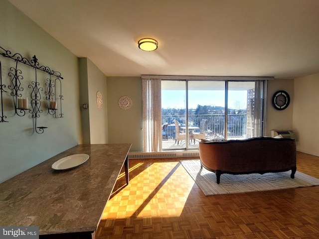 living room featuring expansive windows