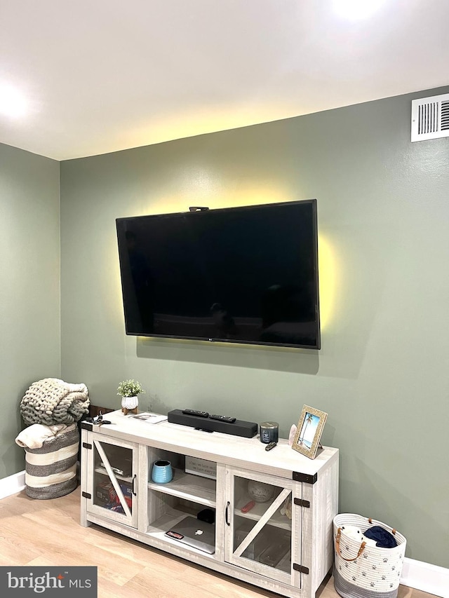 details with baseboards, visible vents, and wood finished floors