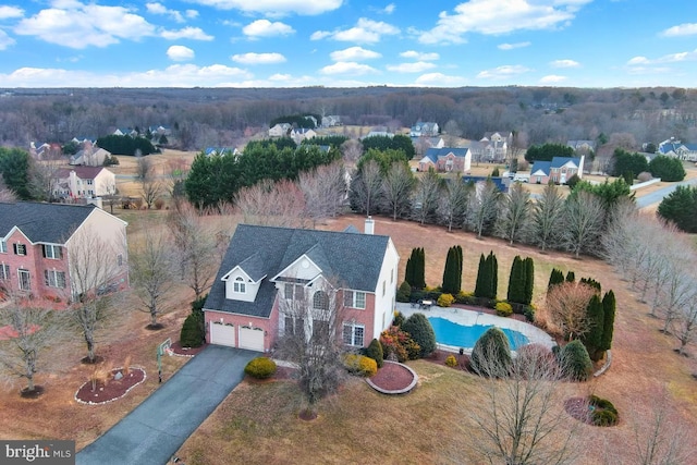 drone / aerial view featuring a residential view