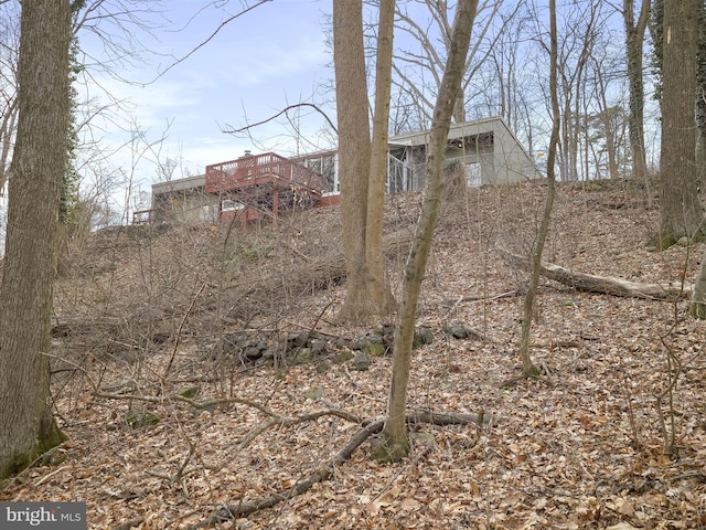 view of yard with a wooden deck