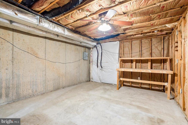 view of unfinished basement