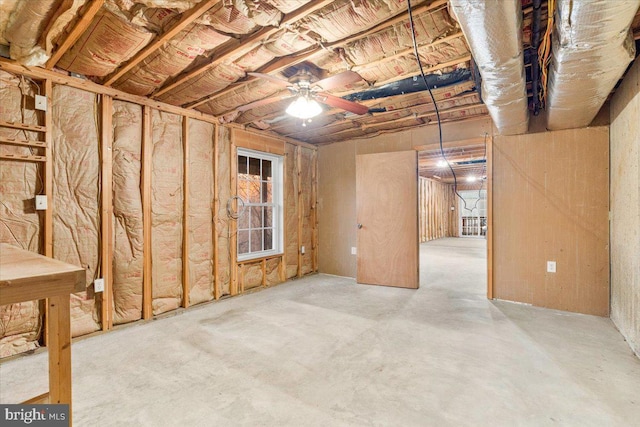 view of unfinished basement