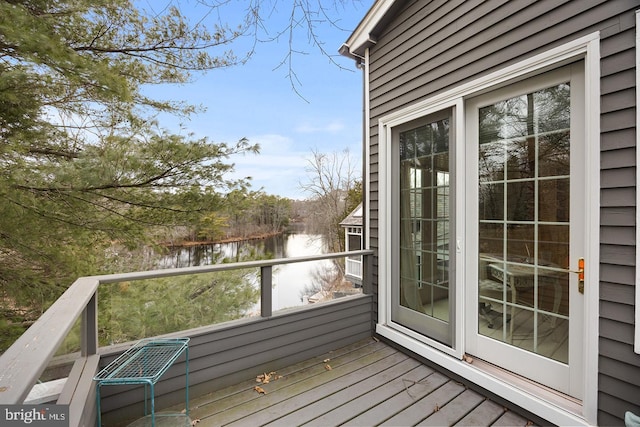 deck with a water view