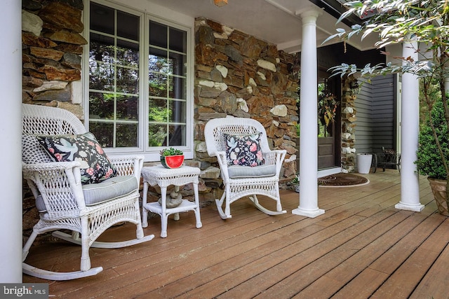 wooden deck with covered porch