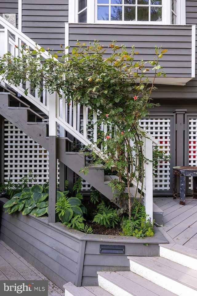 wooden deck with stairway