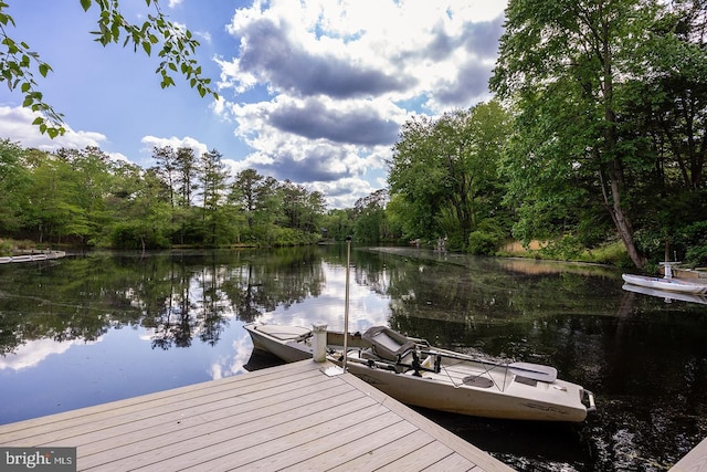 view of dock featuring a water view