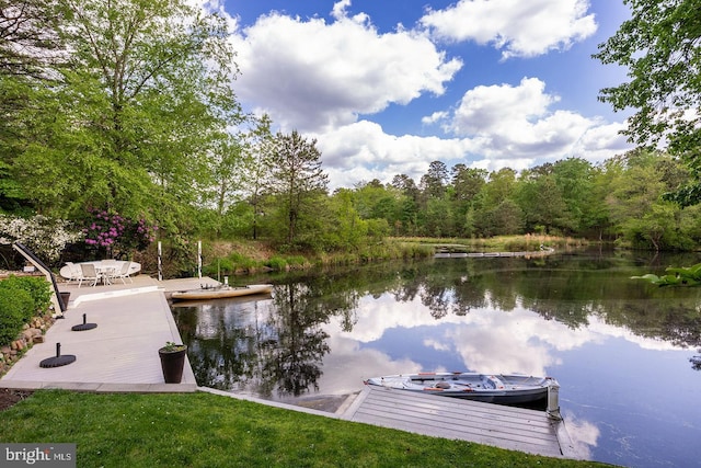 view of dock featuring a water view