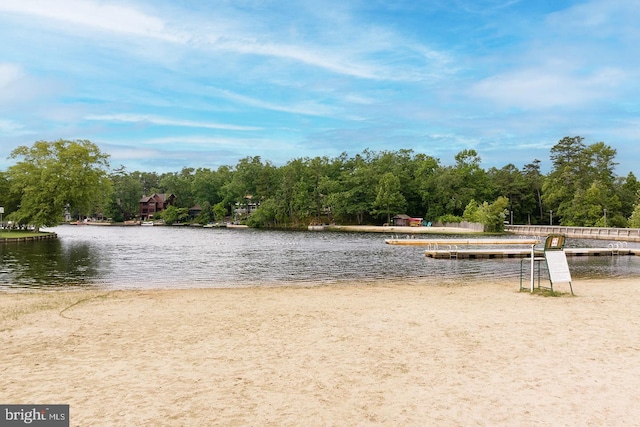 water view with a boat dock