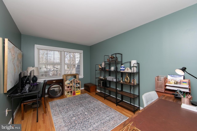 office area featuring wood finished floors