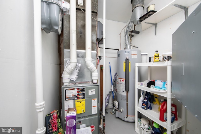 utility room with water heater