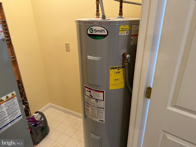 utility room featuring water heater