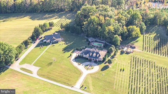 bird's eye view with a rural view