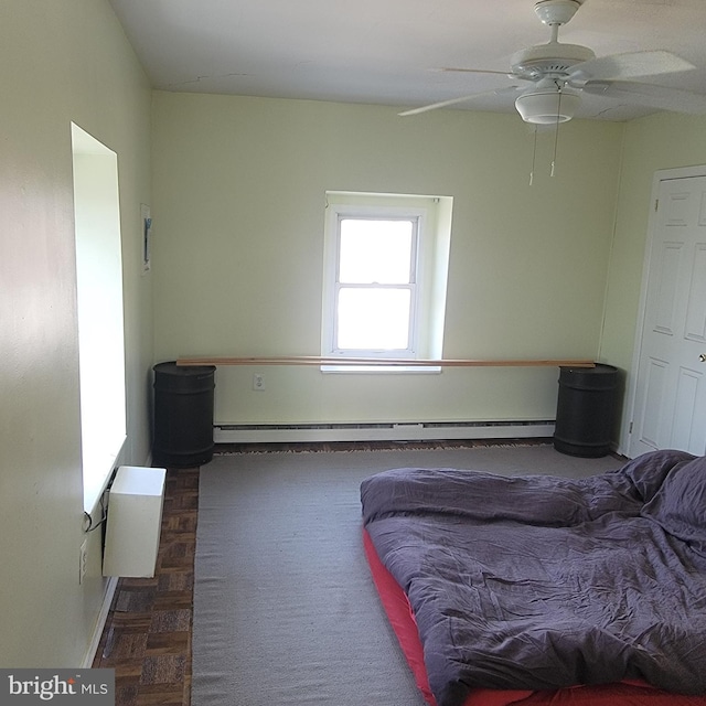 bedroom featuring a baseboard radiator