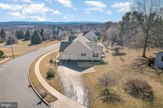 aerial view with a residential view