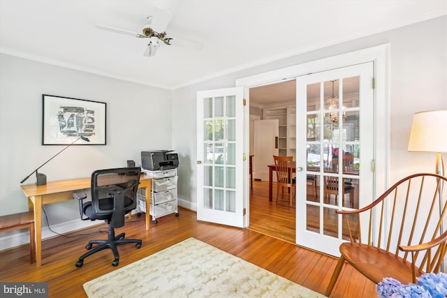 300 E Broad St, Falls Church, VA 22046 - office space featuring french doors, crown molding, plenty of natural light, and wood finished floors